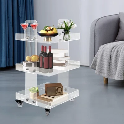 3-Tier Acrylic Utility Rolling Cart Multifunction Storage Cart With Wheels 5kg - Image 1 of 4