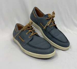 Scarpe da barca Ecco in pelle uomo blu taglia EU45 US11/11,5 comode stringate casual - Foto 1 di 8