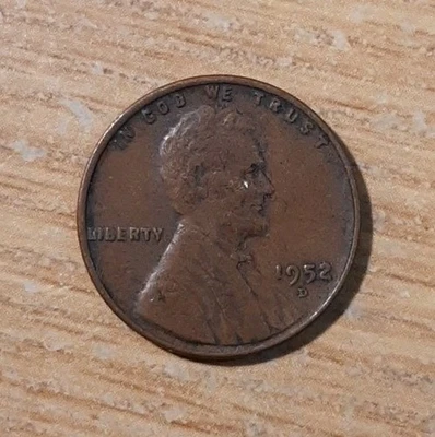 1952-D LINCOLN WHEAT PENNY DENVER ONE 1 CENT MM34 - Image 1 of 2