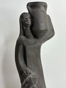 Antike Terrakotta Skulptur / Ägyptischer Bildhauer / Frau / Bauer / signiert / Ägypten um 1965 - Bild 1 von 13