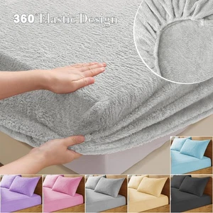 Extra Deep Teddy Fleece Fitted Sheet Thermal Warm Single Double King Bedding New - Picture 1 of 70