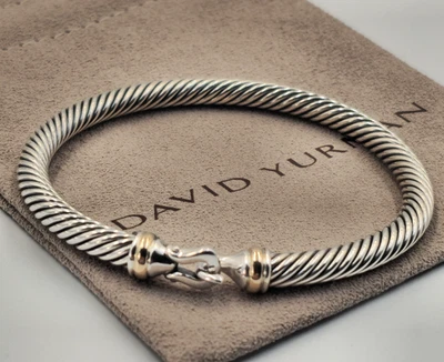 Brazalete David Yurman Plata de Ley 925 5mm Cable Oro 18k Hebilla  Foto 1 de 4