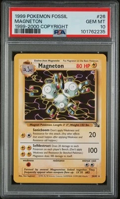 PSA 10 GEM MINT Magneton 26/62 Fossil Rare 1999-2000 Copyright Pokemon POP 5 - Image 1 of 2