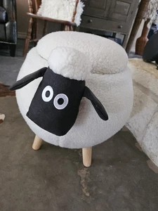 White Sheep Animal Ottoman with Lid Storage Footrest Foot Stool Toy Box - Picture 1 of 11