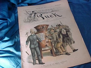 June 1 1887 PUCK Political SATIRE + HUMOR MAGAZINE w UNCLE SAM PHRENOLOGY Image - Picture 1 of 4
