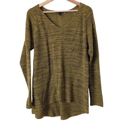 Suéter Eileen Fisher amarelo lã alpaca alto-baixo oliva dourada - XL Lagenlook  - Imagem 1 de 4