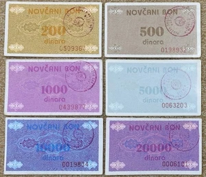 Bosnia, full lot, 200-20000 dinara, 1992, stamp Novi Travnik, Pick 48-53b - Picture 1 of 5