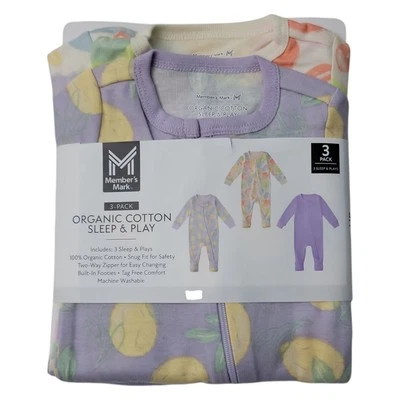 Member's Mark Baby 3-Pack Organic Cotton Soft Sleep And Play - Image 1 of 3