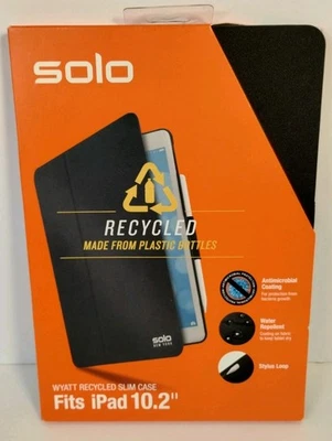 Solo Wyatt Recycled Slim Case Fits iPad 10.2" Black *BNIP* - Image 1 of 2