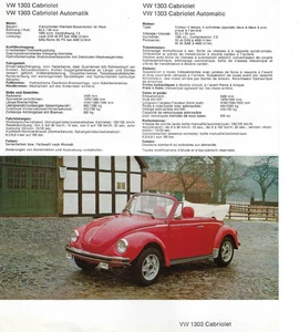 Autoprospekt  KARMANN VW 1303 Cabriolet - Bild 1 von 1