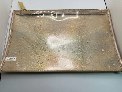 BOLSO DE MAQUILLAJE BENEFICIOSO SAN FRANCISCO DORADO TRANSPARENTE BOLSA COSMÉTICA NUEVO en PLÁSTICO Foto 1 de 4