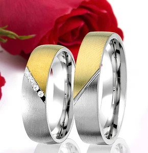 2 SILBER Partner Ringe Trauringe Eheringe Gravur Gratis GOLD Plattiert T345 - Bild 1 von 1