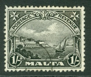 SG 203 Malta 1935. 1/- negro. Un CDS usado muy bien ejemplo CAT £35 - Imagen 1 de 1