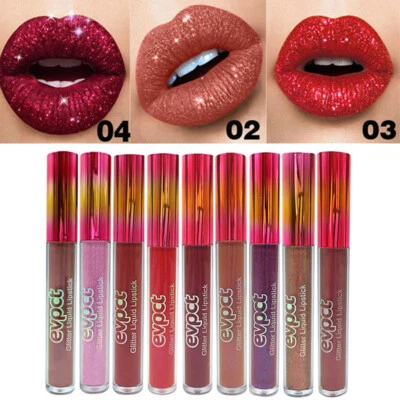 EVPCT Glitter Liquid Lipstick Matte Waterproof Long Lasting Lip Gloss 9 Colors+- - Image 1 of 4