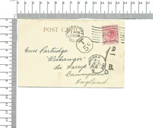 Victoria 22.12.1908 Melbourne T 5C to Birmingham England Postage Due ; 60490 - Picture 1 of 2