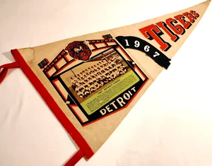 Vintage Detroit Tigers 1967 Baseball Team Picture Pennant Al Kaline 29" Vibrant - Picture 1 of 11
