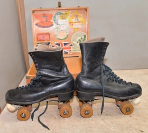 Vintage Betty Lytle Roller Skates Hyde Chicago black 10 1/2 collectible case lot - Picture 1 of 17
