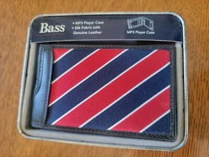 G. H. Bass MP3 Player Case Silk Leather Blue Red Stripe New In Box - Picture 1 of 7