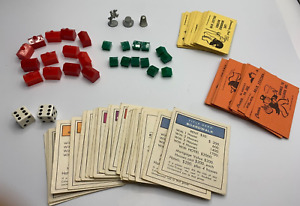 1961 Monopoly / Metal Game Pieces / Cards / Properties - Vintage