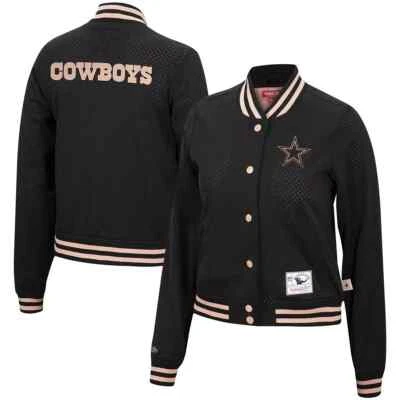 Nueva chaqueta con botones de malla Mitchell & Ness para mujer Dallas Cowboys de la NFL. Foto 1 de 4