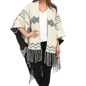 NEW Pendleton Knit Blanket Shawl SKYWALKERS Ivory Oxford Mix Wool Blend Fringe - Picture 1 of 6