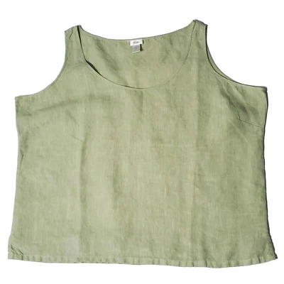 Camisa sin mangas para mujer Kiko verde 100 % lino talla XL nueva # 145 Foto 1 de 4