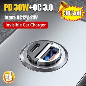 Mini Dual USB Type-C PD Car Phone Chargers 30W Fast Charge Adapters Accessories❀ - Zdjęcie 1 z 10