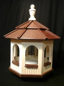Vinyl Gazebo Bird Feeder Amish Homemade Handmade Handcrafted Ivory & Brown med - Picture 1 of 1