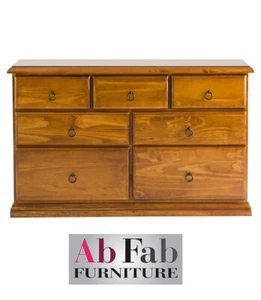 TALLBOY LOWBOY BANKSIA CONSTRUCTED TIMBER 1.2m CHEST OF 7 DRAWER BLACKWOOD - Picture 1 of 1