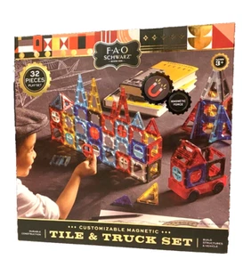 FAO Schwarz Tile & Truck Set Customizable Magnetic. 32 Piece Set - Picture 1 of 8