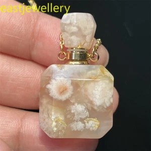 1x Natural cherry blossom agate Perfume Bottles Quartz Crystal pendant reiki - Picture 1 of 12