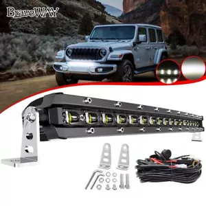 Slim 20" Led Light Bar Spot Pods Wiring Kit For Polaris RZR 800 900 XP 1000 Roof - Picture 1 of 9