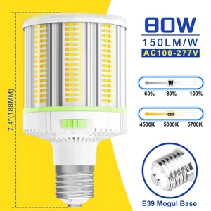 E39Base LED Corn Lights Bulb 80W/60W/48W Commercial Area Shop Lamp 4500K-5700K - Picture 1 of 15