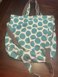 Thirty One Retro Metro Teal Mod Dot Tote Purse Shoulder Bag - Picture 1 of 4