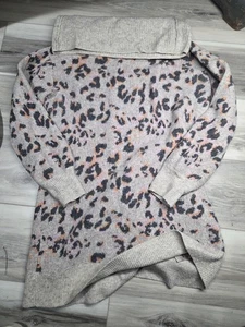 ANTHROPOLOGIE Emmy Wasserfallausschnitt Tunika Pullover Gr. M grau mit Gepardenmuster Muster - Bild 1 von 6