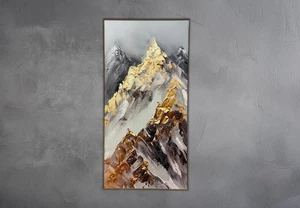 Majestätische Gipfel Wanddeko atemberaubender Berg goldene Highlights 1 Stück - Bild 1 von 2