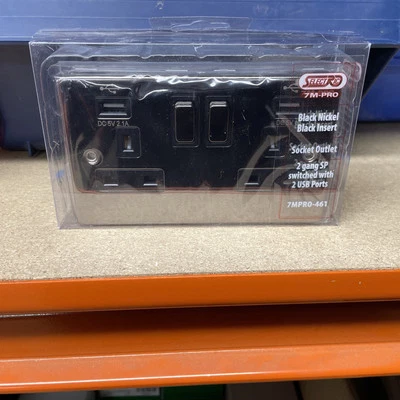 Double Socket Black Nickel With 2 USB - Image 1 of 3