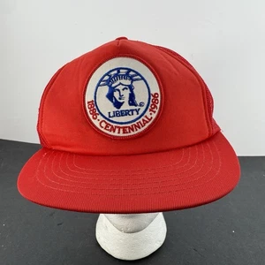 Vintage "1886-1986 LIBERTY Centennial" Mesh Foam Cap Snapback Trucker Mütze rot 86 - Bild 1 von 16
