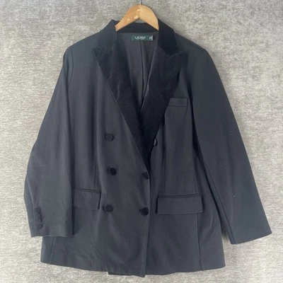 Blazer para mujer Lauren Ralph Lauren negro doble botonadura con solapa pico talla 16W Foto 1 de 4