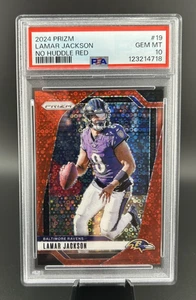 2024 Panini Prizm #19 LAMAR JACKSON Red No Huddle /75 PSA 10 GEM MINT - Bild 1 von 2