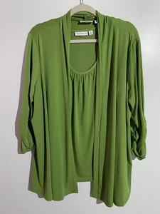 Susan Graver Strickjacke Tank 2-teiliges Set 1x flüssiger Strick minimalistisch Büro Brunch - Bild 1 von 12