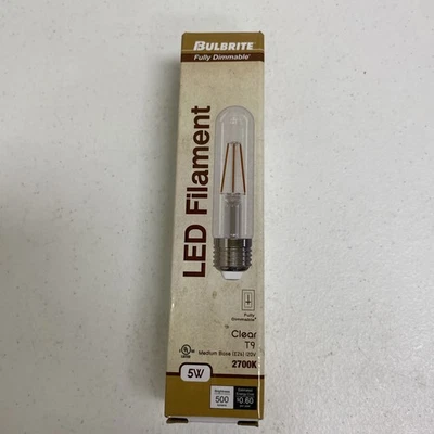 5W LED T9 5" 2700K FILAMENT E26 FULLY COMPATIBLE DIMMING JA8 - Image 1 of 4