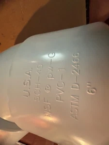 New Sch 40 PVC 6" 45 Degree Elbow Socket Connect New Sch 40 PVC NSF Compliant - Picture 1 of 5