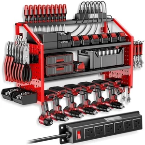 Power Tool Organizer with Charging Station,Patented,Heavy Duty Steel,6 Drilli... - Picture 1 of 8