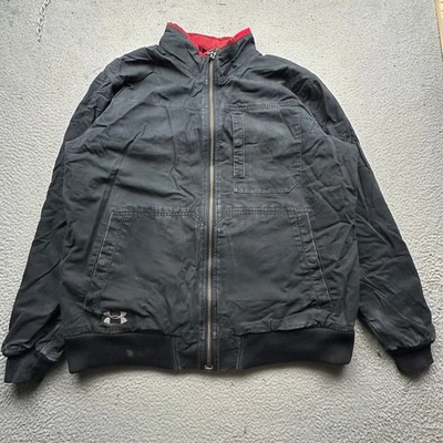 Chaqueta de lona Under Armour negra con cremallera completa para hombre XL roja forrada bolsillos 2011 trabajo Foto 1 de 4