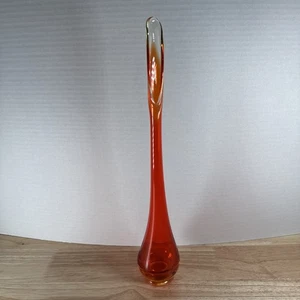 MCM Wikinger EPIC Kunst Glas 13,75" geschwungene Vase Persimmon Amberina orange - Bild 1 von 8