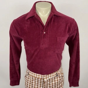 Vintage 70er Velour Hemd Herren XL Disco Hipster Frottee Mervyns - Bild 1 von 12