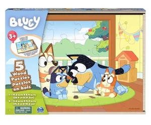 Bluey Wood Puzzles 5 Count (Brand New) - Picture 1 of 1