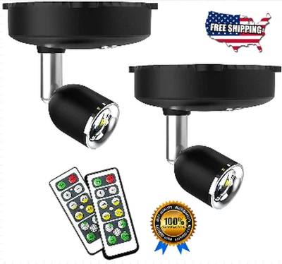 Battery Operated LED Spotlight with Remote, Dimmable Accent Light 2 Pack - Image 1 of 4