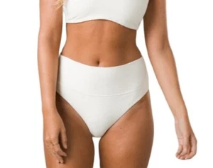prAna Aurelia Ottoman Size Small (S) High Soft Wide Waist Bikini Bottom Horchata - Picture 1 of 7